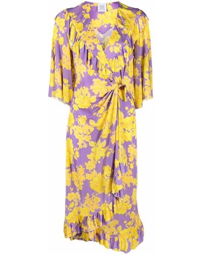 Vetements Vestido cruzado con estampado floral - Amarillo