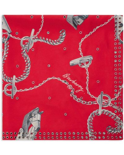 Burberry Knight Hardware Print Scarf - Red