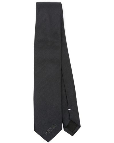 Moschino Heart-embroidered Silk Tie - Black