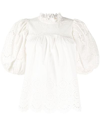 Ulla Johnson Puff-sleeve Cotton Blouse - White