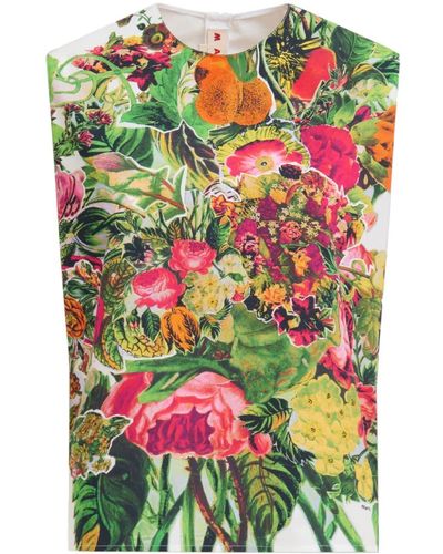 Marni Floral-print Cotton Vest - Green