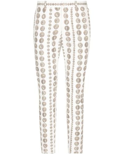 Dolce & Gabbana Motif-print Tailored Trousers - White