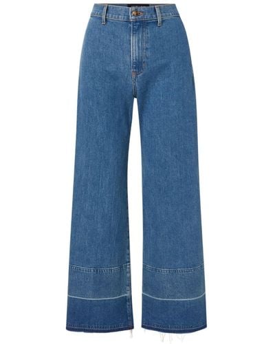 Veronica Beard High Waist Jeans Met Wijde Pijpen - Blauw