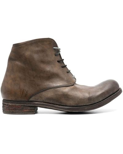 A Diciannoveventitre Round-toe Leather Boots - Brown