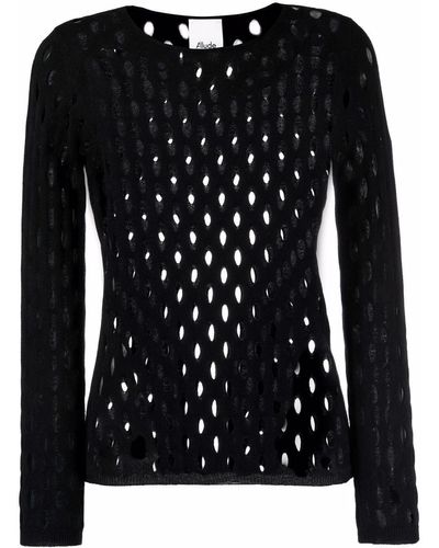 Allude Perforated-detail Cashmere Top - Black