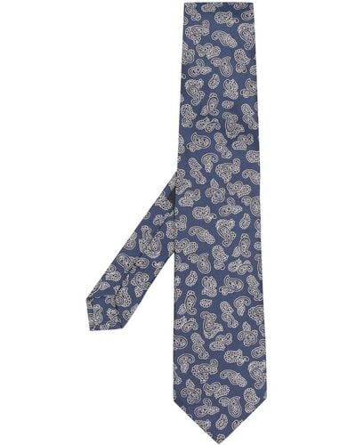 Etro Cravate en soie Corbata à motif cachemire - Bleu