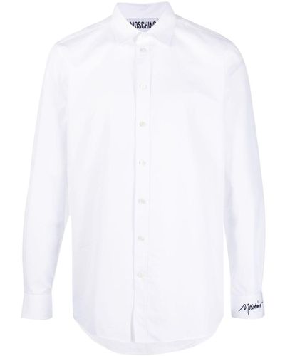 Moschino Logo-embroidered Cotton Shirt - White