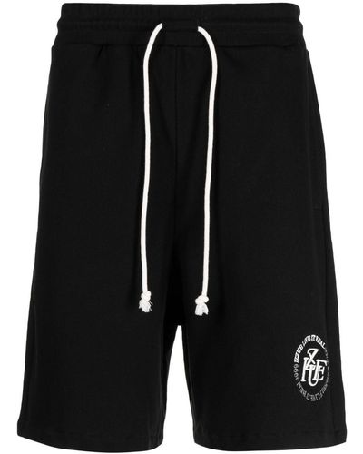 Izzue Embroidered-logo Cotton Track Shorts - Black