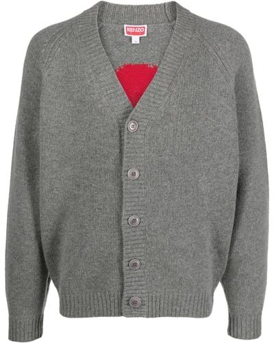 KENZO Target Wool Cardigan - Gray