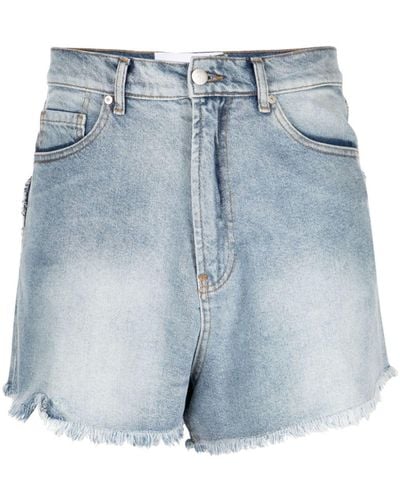 Natasha Zinko Jeans-Shorts mit Herzapplikation - Blau