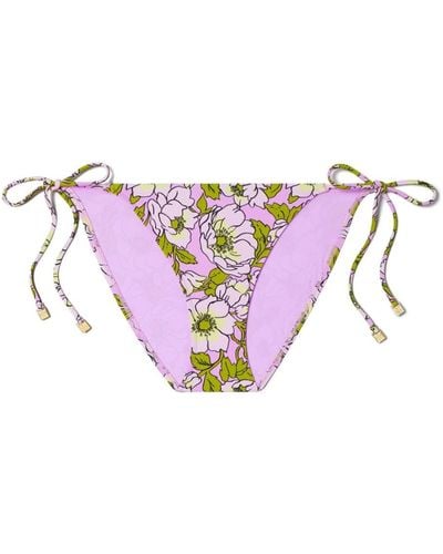 Tory Burch Floral-print String Bikini Bottoms - Pink