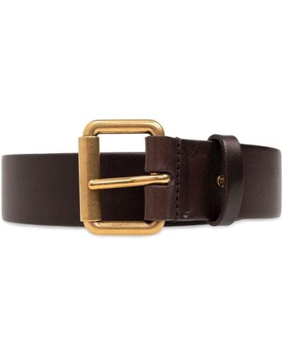 Saint Laurent Buckle Leather Belt - Brown