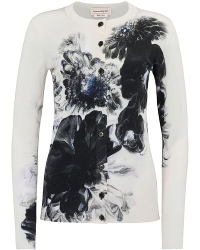 Alexander McQueen White Chiaroscuro Cardigan - Natural