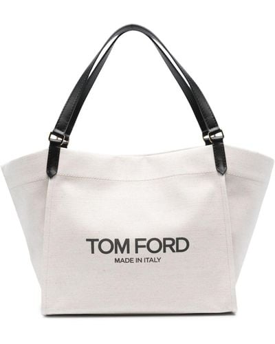 Tom Ford Amalfi Canvas Shopper - Wit