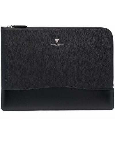Aspinal of London City Tech Leather Laptop Bag - Black