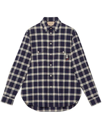 Gucci Plaid-check Pattern Shirt - Blue