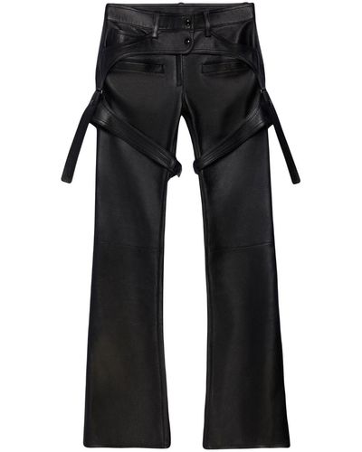 Courreges Leather Flared Trousers - Black