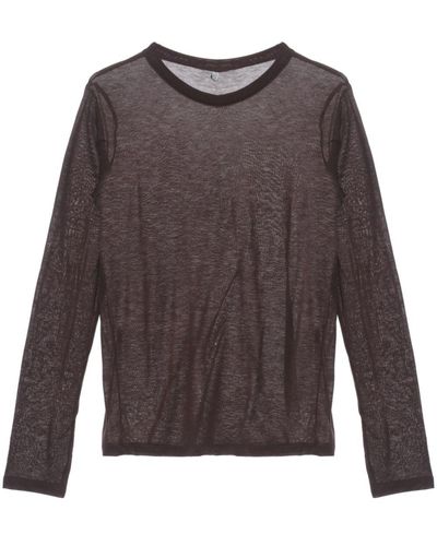 Baserange Semi-sheer Long-sleeve T-shirt - Brown