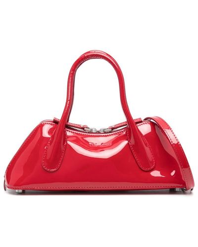 Blumarine Logo-debossed patent-leather tote bag - Rosso