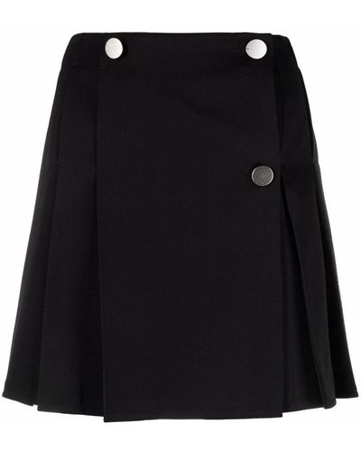 Bottega Veneta Minifalda plisada con botones - Negro