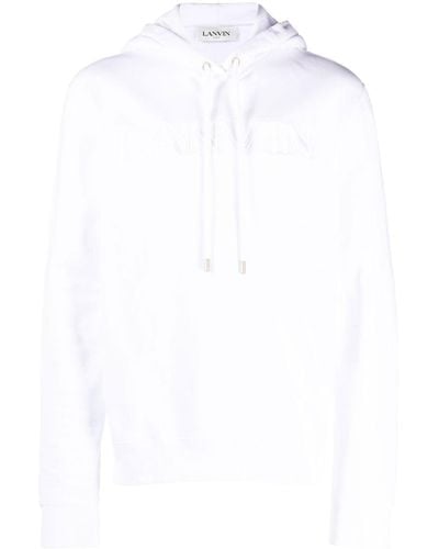 Lanvin Logo-embroidered Cotton Hoodie - White