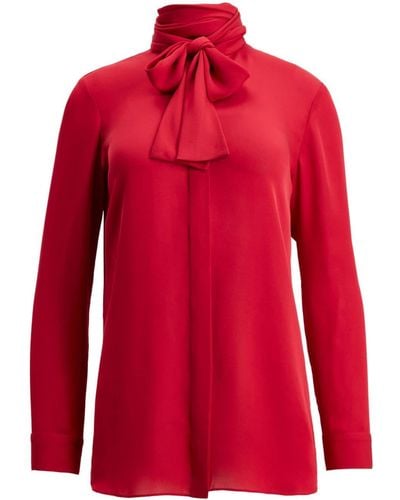 Khaite Blouse en soie Tash à détail de foulard - Rouge