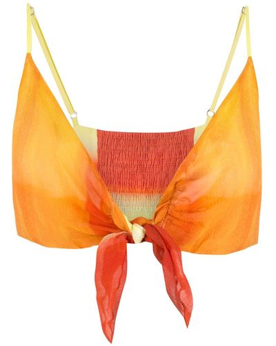 Amir Slama Top de bikini con detalle de nudo - Naranja