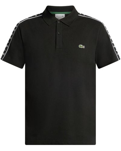 Lacoste Logo-embroidered Side-stripe Polo Shirt - Black