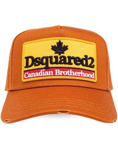 DSquared² Logo-appliqué Cotton Cap - Orange