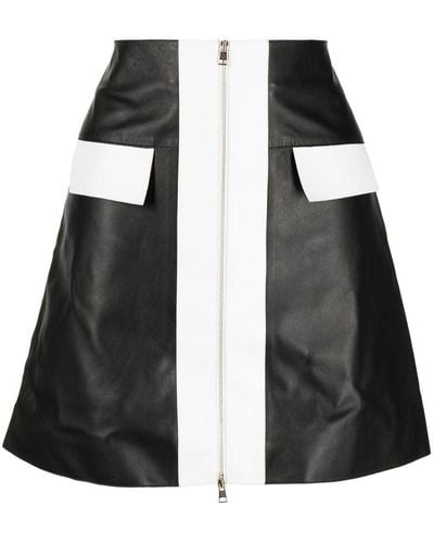 Elie Saab Minijupe en cuir à design bicolore - Noir