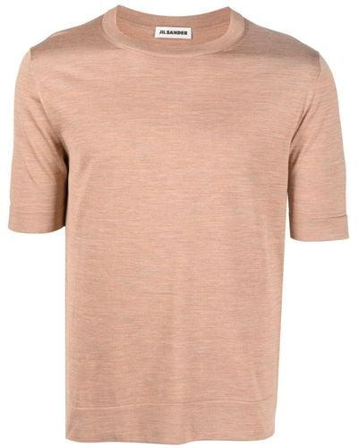 Jil Sander Mélange Crew-neck Silk T-shirt - Natural