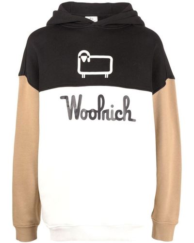 Woolrich Colour-block Organic-cotton Hoodie - Black