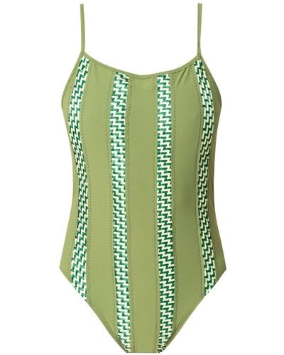 Amir Slama Panelled Swimsuit - Green