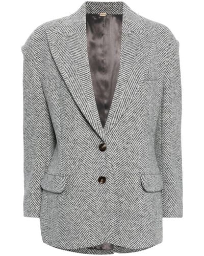 Gucci Wool Jacket With Padded Shoulders - Grijs