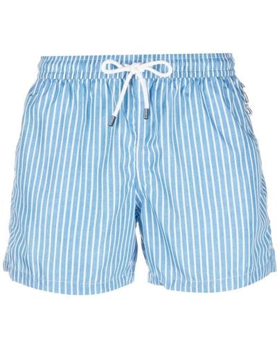 Fedeli Madeira Striped-print Swim Shorts - Blue