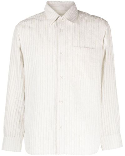 Craig Green Chemise en coton à rayures brodées - Blanc