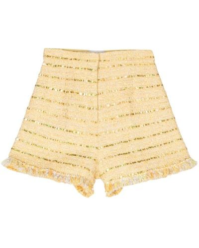 Giambattista Valli Sequin-embellished Tweed Mini Shorts - Natural