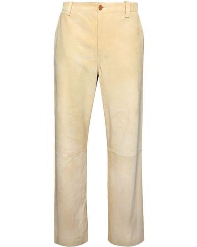 Marni Wide-leg Suede Trousers - Natural