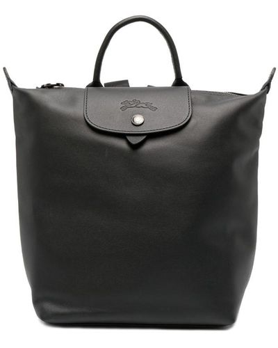 Longchamp Small Le Pliage Leather Backpack - Black