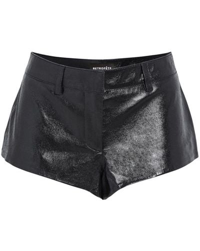 retroféte Aven Leather Mini Shorts - Black