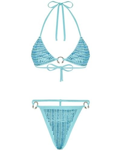 Philipp Plein Bikini con aplique de cristal - Azul