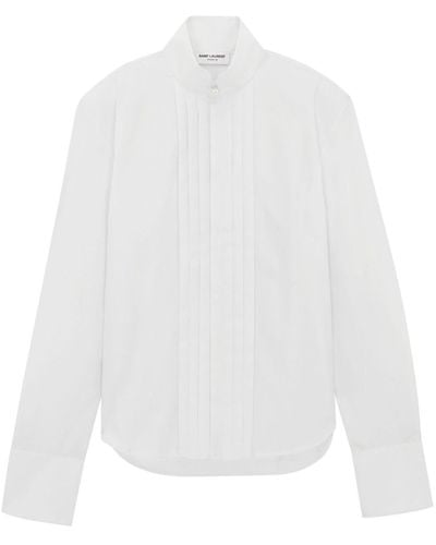 Saint Laurent Hemd mit Falten - Weiß