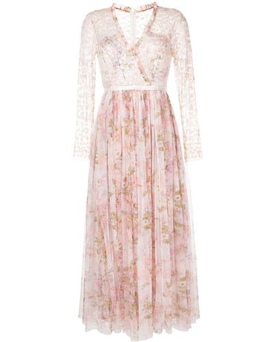 Needle & Thread Kleid mit Blumen-Print - Pink