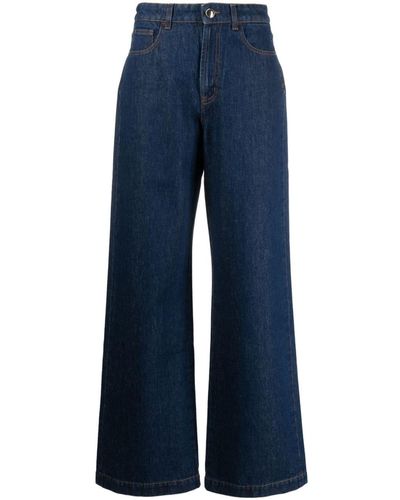Moorer Weite Jeans mit Logo-Patch - Blau