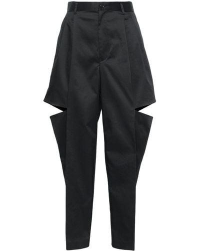 Noir Kei Ninomiya Pleated Cut-out Straight Pants - Black