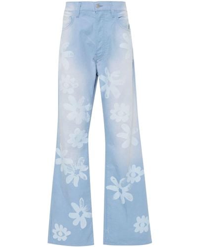 Alchemist Floral-print Canvas Trousers - Blue