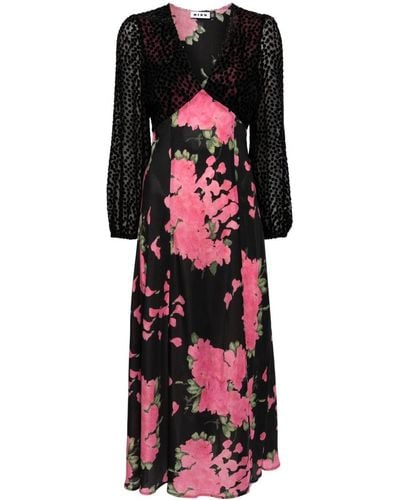 RIXO London Melanie Floral-print Silk Midi Dress - Black