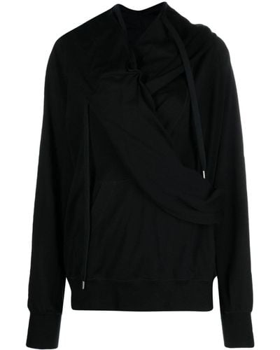 Undercover Draped Cotton-blend Hoodie - Black
