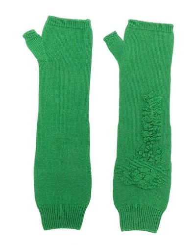 Barrie Cashmere Fingerless Mittens - Green