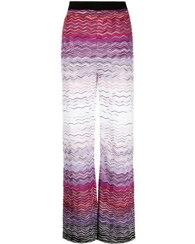 Missoni Pantaloni con motivo a zigzag - Viola